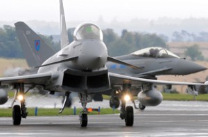 Fighter jet at an RAF base