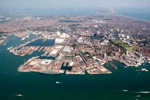 Her Majesty's Naval Base Portsmouth from the air. [LA (Phot) Paul A'Barrow, Crown Copyright/MOd2005]