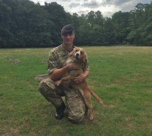 Private Matthew Greig of 1 Military Working Dogs Regiment, with Bracken. [Crown Copyright]