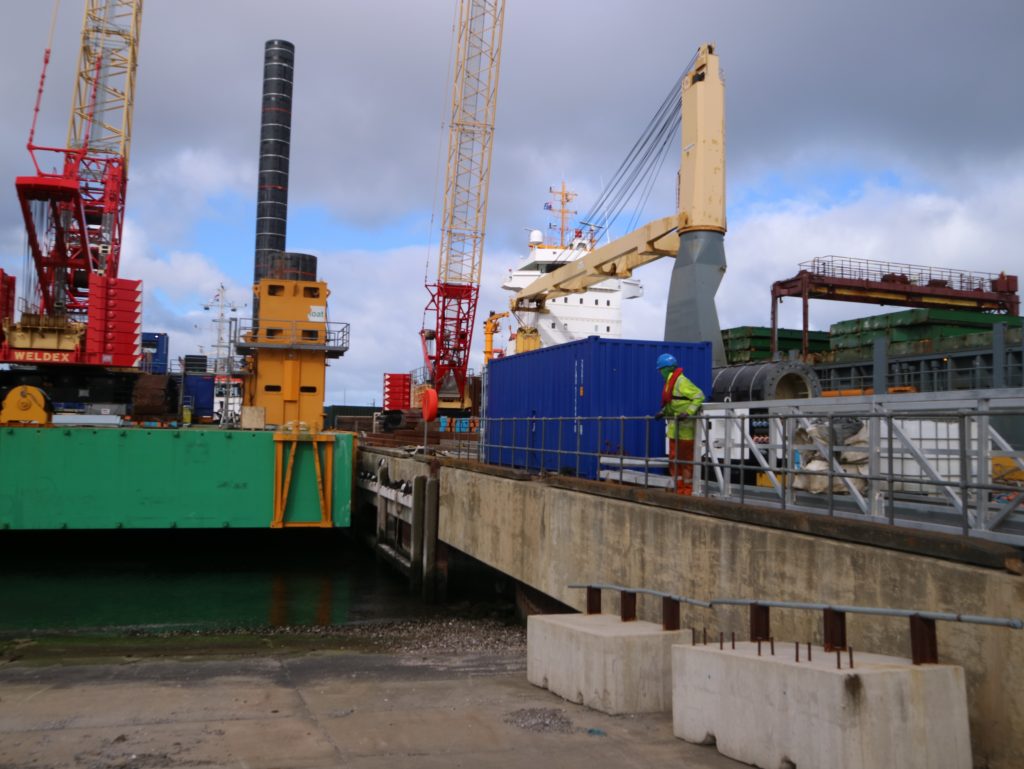 Work underway at Mare Harbour. [Crown Copyright/MOD2017]
