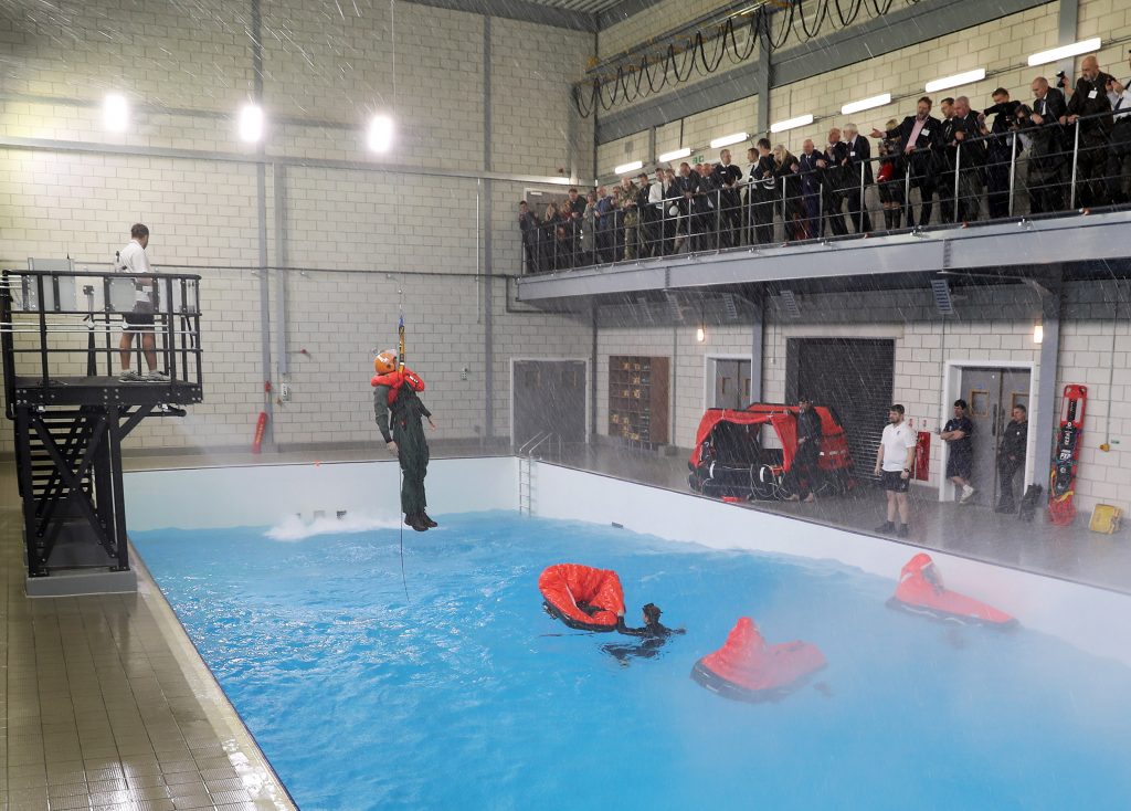 The new Dunker facility combines all the elements of pool and sea drills and dunker under one roof. [Crown Copyright, MOD 2018]