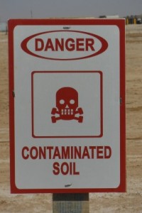 An American 'Contaminated Soil' sign in Afghanistan. [Crown Copyright]