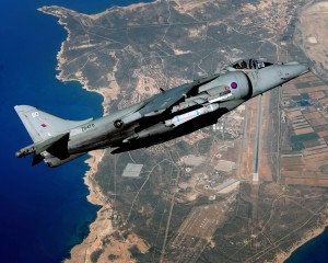 A Harrier Jet flies over RAF Akrotiri (LA (PHOT) Luis Holden; Crown Copyright)