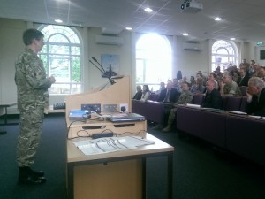 A presentation at one of the recent User Engagement seminars. (Lt Col Jonathan Hipkins, Crown Copyright)