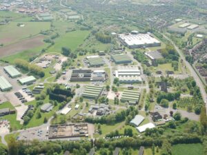 Aerial view of Beacon Barracks before the new developments began. (Crown Copyright)