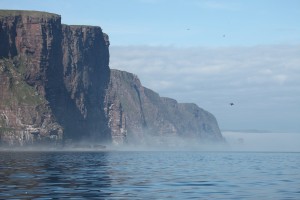 A view of Cape Wrath from the sea. (Crown Copyright)