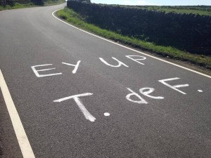 A typical Yorkshire greeting for the riders! (Crown Copyright)