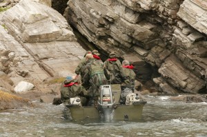 Personnel approach the cliffs (Crown Copyright)