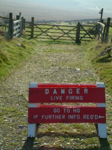 A sign advising of live firing.