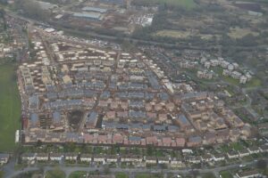 Aerial view of MOD Stafford, developed by DIO as the new home for 1 and 16 Signal Regiments 