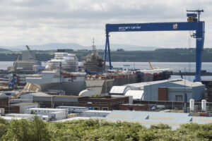 HMS Queen Elizabeth being assembled at MOD Caledonia. (MOD/Crown Copyright 2014)