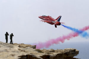 Red 7 during an Red Arrows training session at RAF Akrotiri [Crown Copyright-MOD2008]