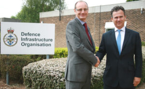 DIO's Chief Executive, David Mitchard, meeting Mark Lancaster TD MP, Parliamentary Under Secretary of State for Defence Personnel and Veterans. [Crown Copyright/MOD2015]