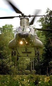 Chinook Mk3 operating within a Confined Landing Area [Crown Copyright]