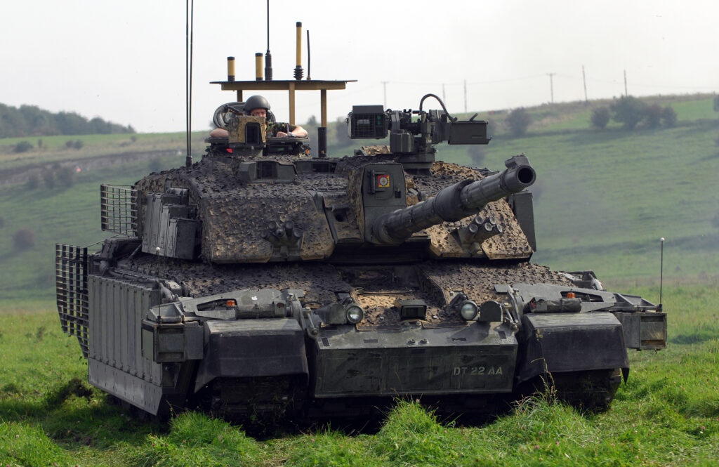 A Challenger Main Battle Tank on Salisbury Plain. [Crown Copyright/MOD2008]