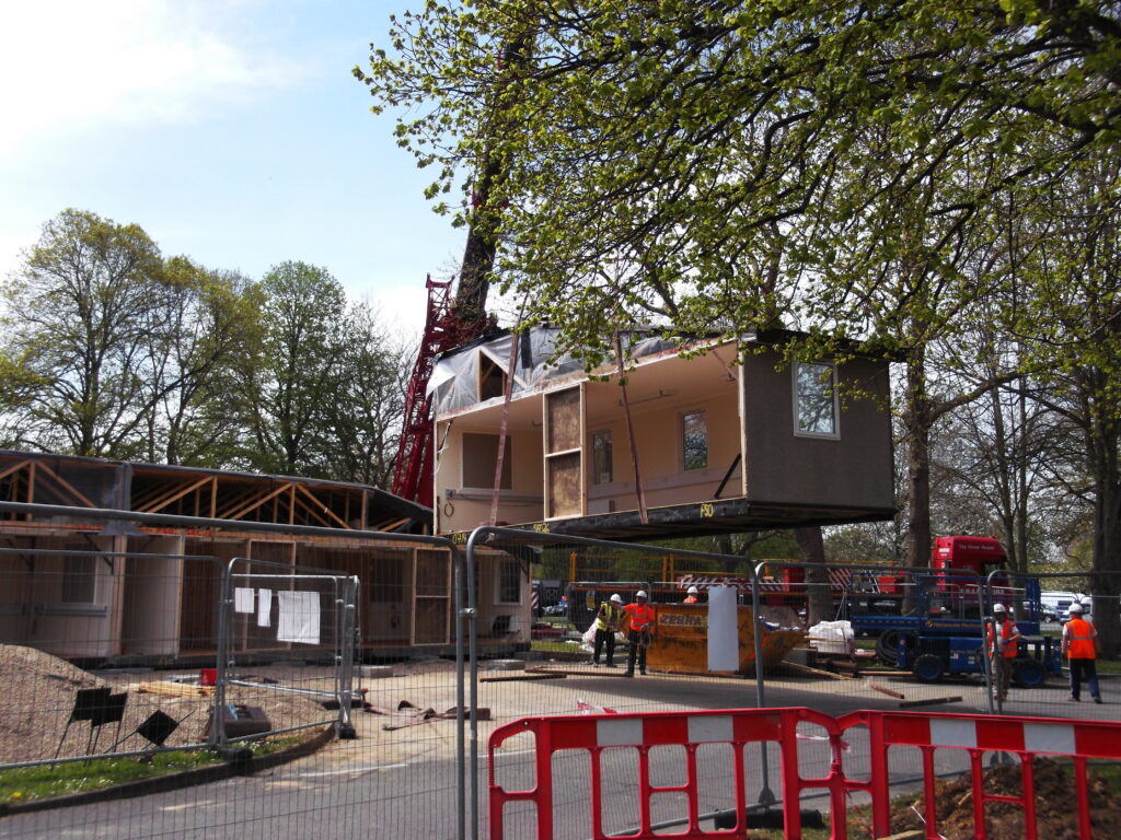 One of the sections being lifted on the crane. [Copyright Rollalong Ltd]