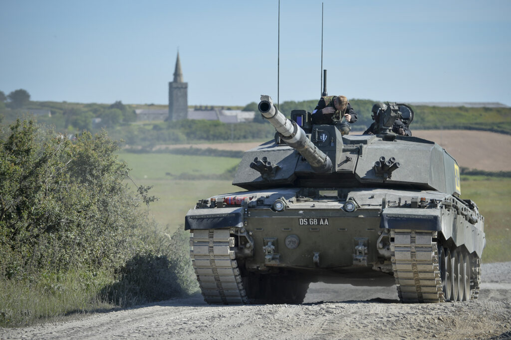 A Challenger 2 tank on Castlemartin Ranges in Pembrokeshire, Wales. [Crown Copyright/MOD2014]