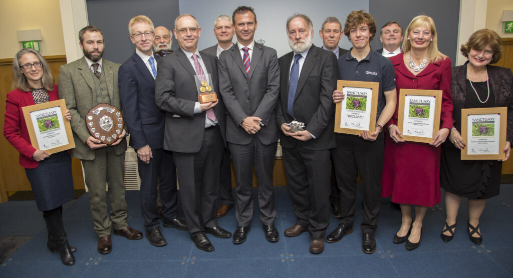 The Sanctuary Awards winners and runners up with DIO Chief Executive Graham Dalton and Defence Minister Mark Lancaster. [Crown Copyright/MOD2016]