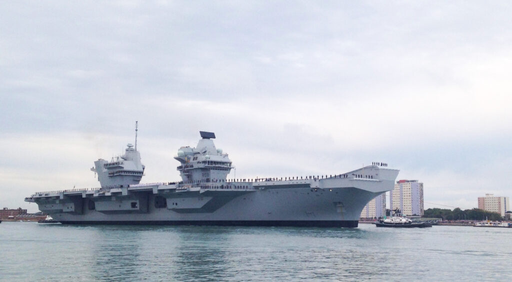 HMS Queen Elizabeth arrives in Portsmouth for the first time. [Crown Copyright/MOD2017]