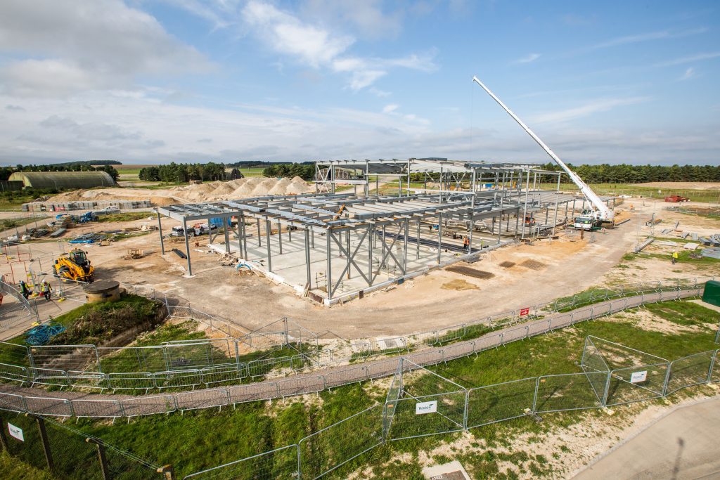 The steel frame of 617 Squadron headquarters building, photographed in August 2017. [Crown Copyright/MOD2017]