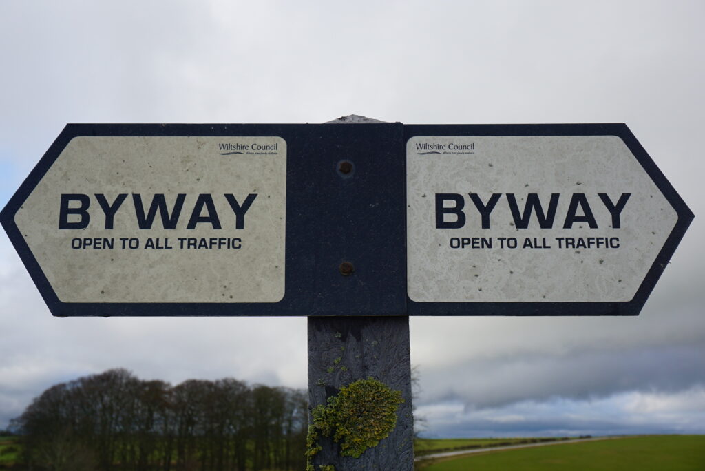 A Byway Open To All Traffic sign on Salisbury Plain. [Crown Copyright, MOD]